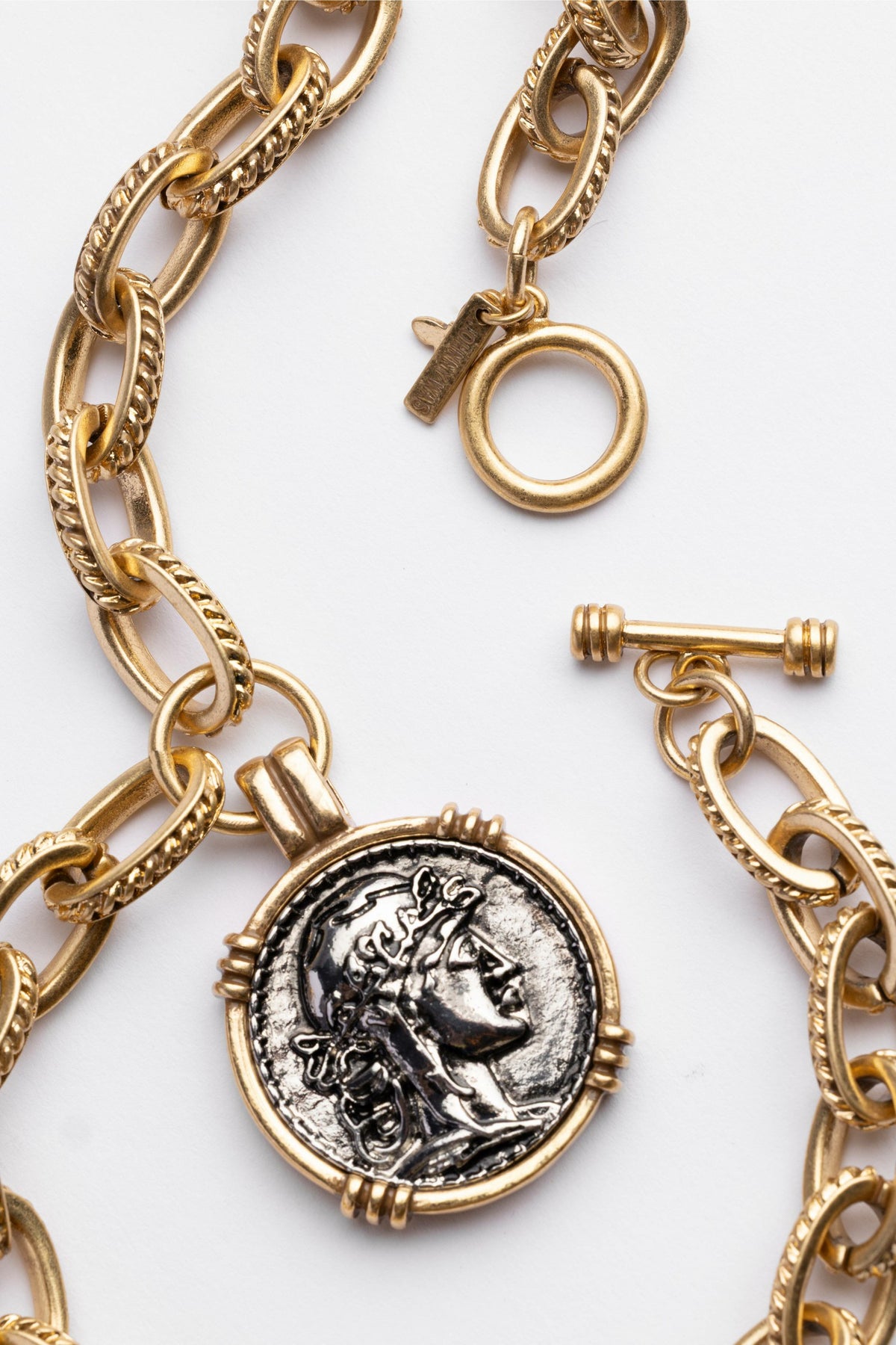 TWO-TONE COIN PENDANT CHAIN
