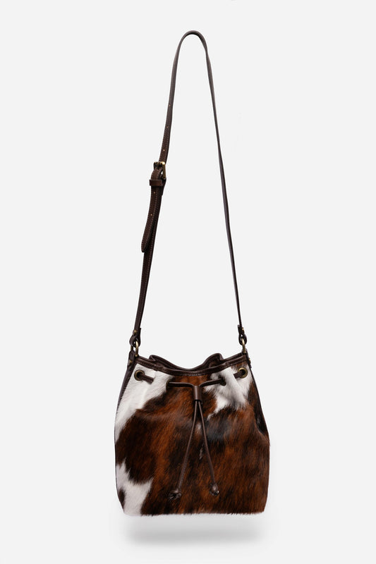 ITALIAN CALF HAIR CINCH CROSSBODY BUCKET