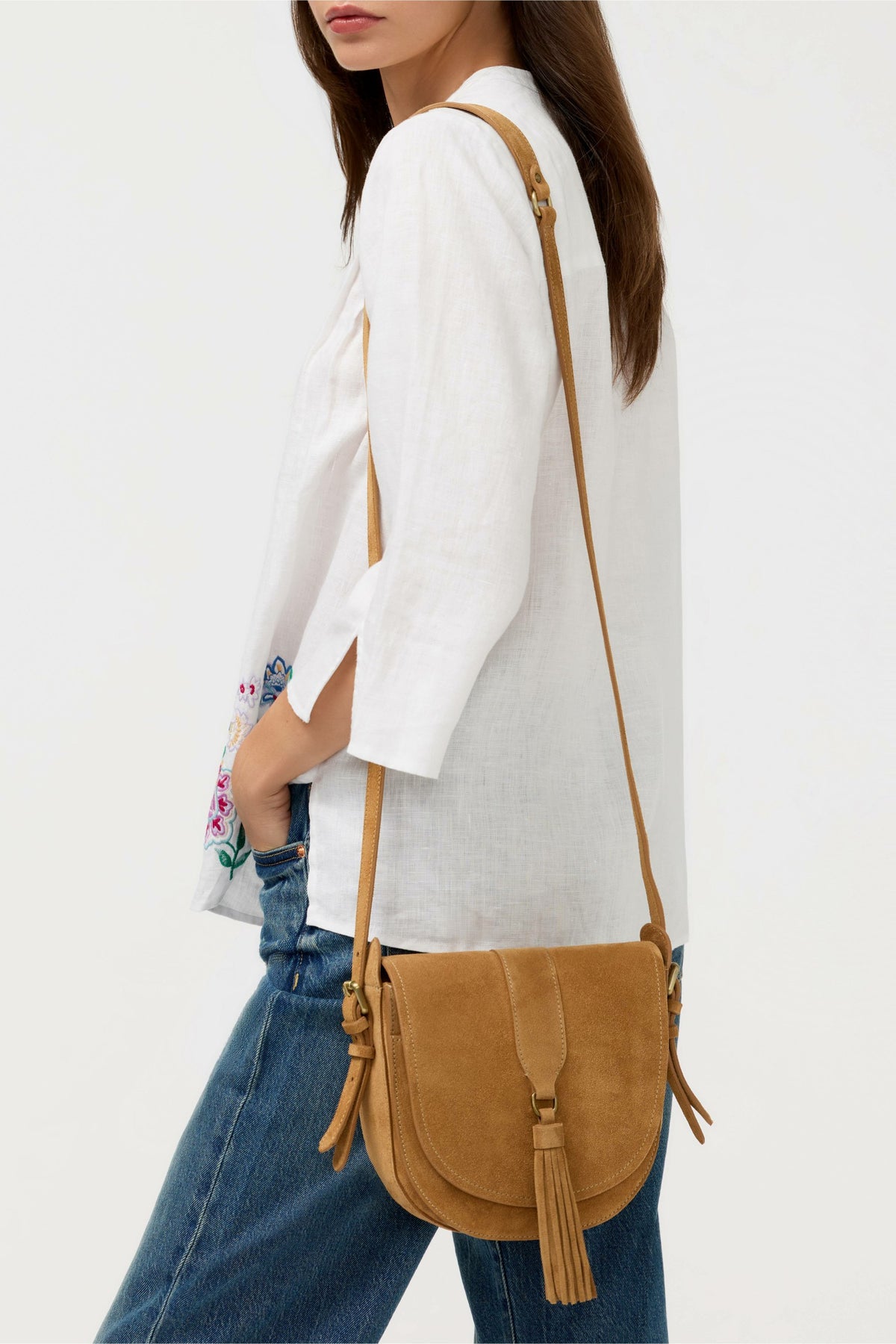 ITALIAN SUEDE BUCKLE SADDLE BAG