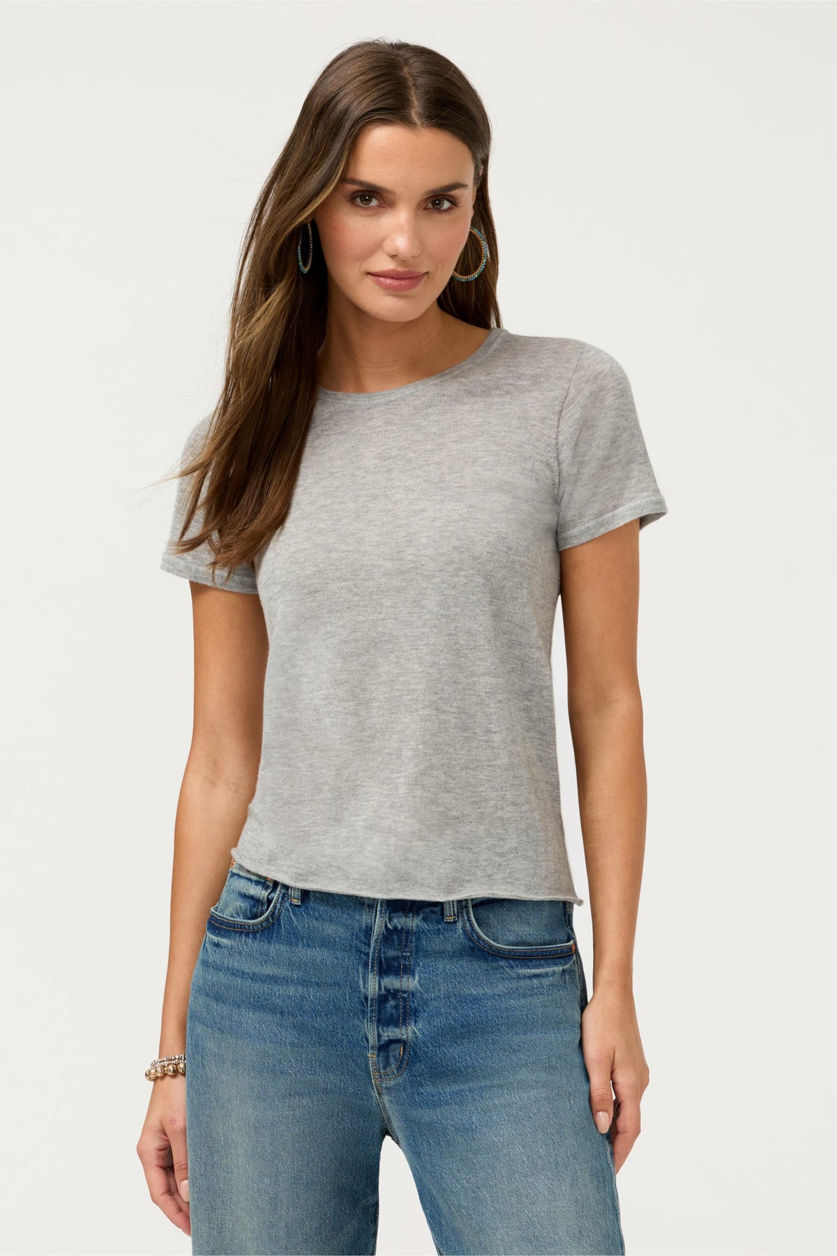 CASHMERE SHORT SLEEVE CREWNECK