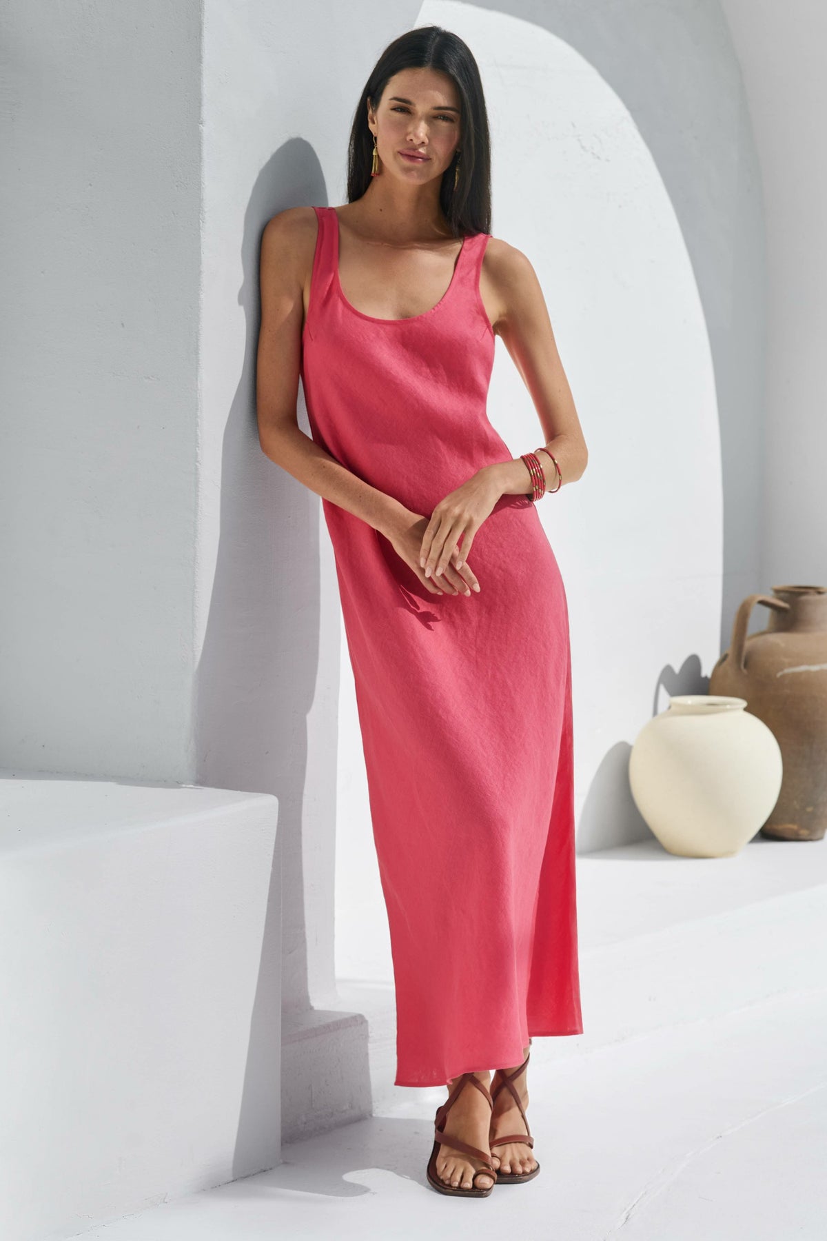 LINEN BIAS TANK DRESS