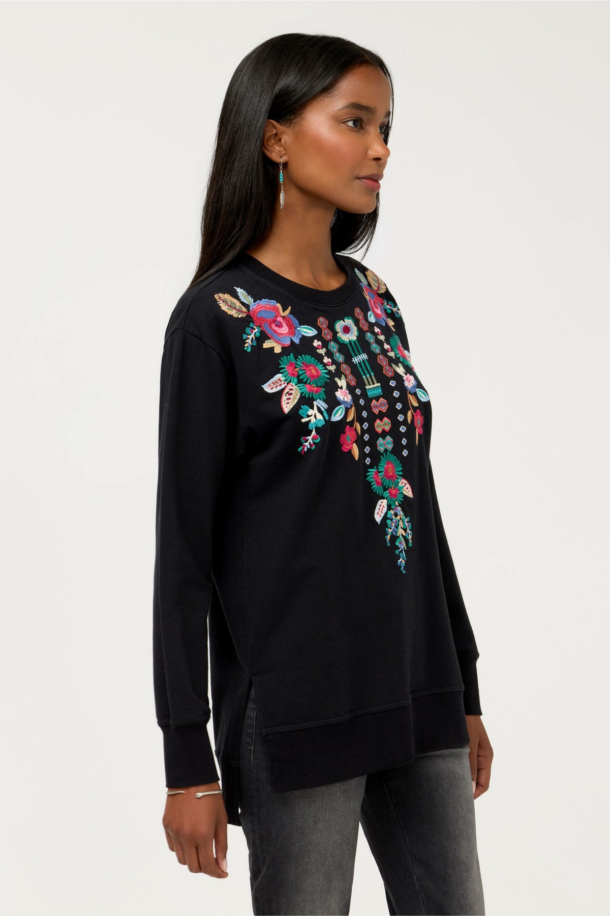HIGH LOW CREW NECK SWEATSHIRT