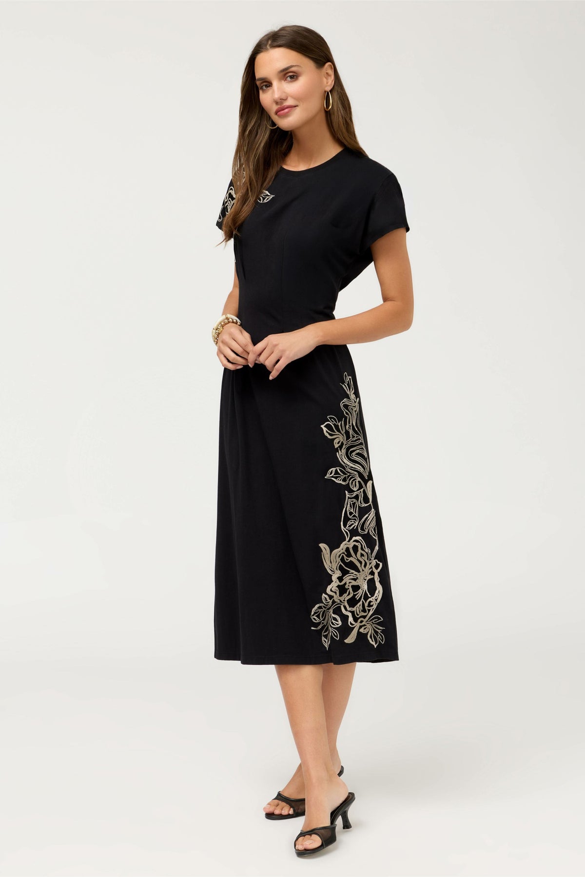 PLEATED WAIST KNIT DRESS