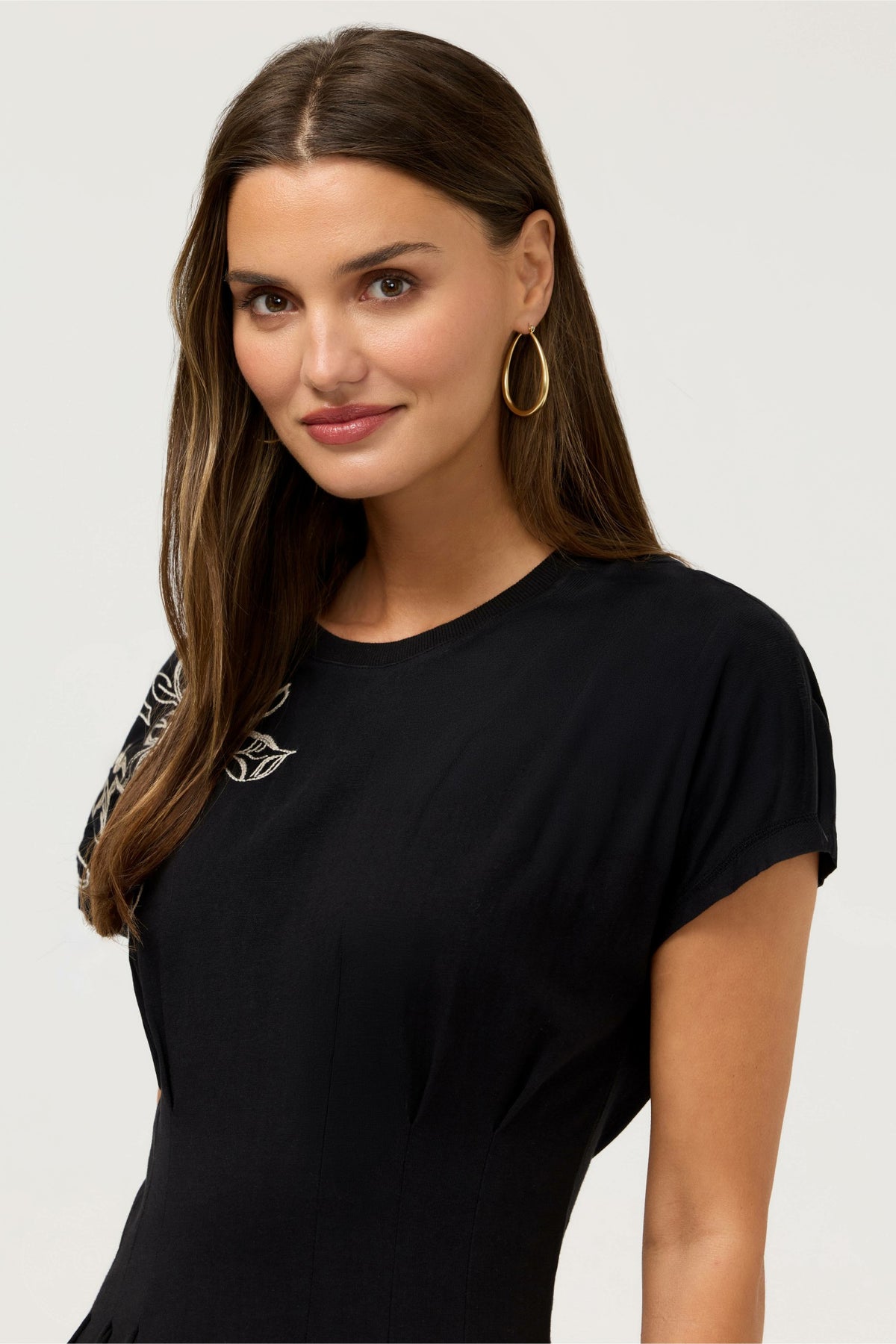 PLEATED WAIST KNIT DRESS