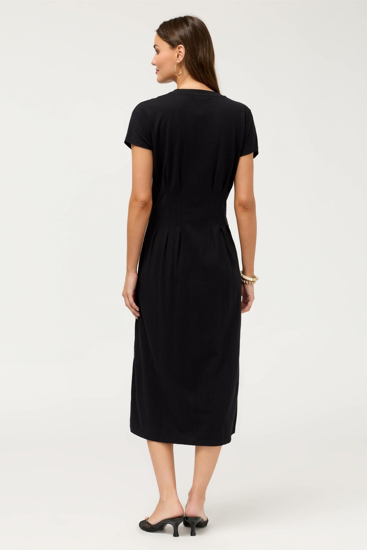 PLEATED WAIST KNIT DRESS