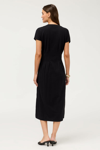 PLEATED WAIST KNIT DRESS