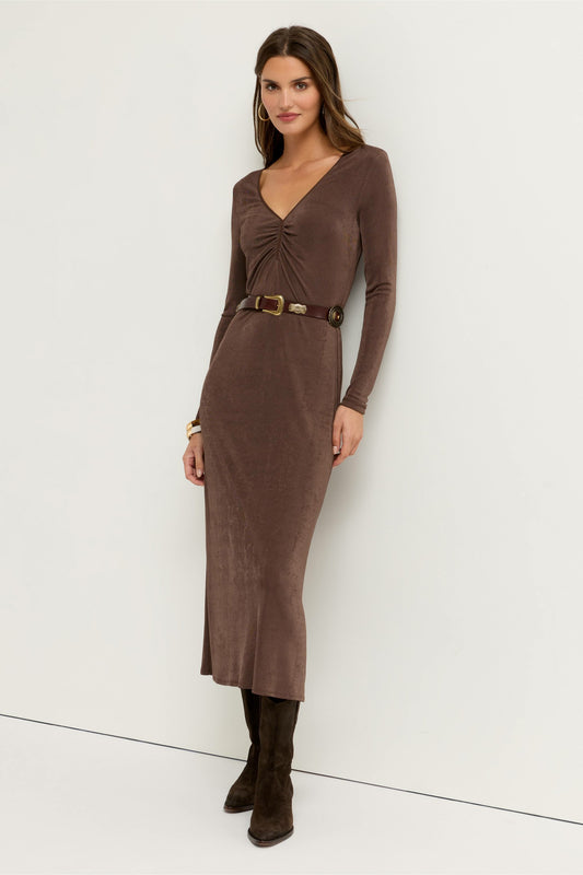 GLORYIA V-NECK MIDI DRESS