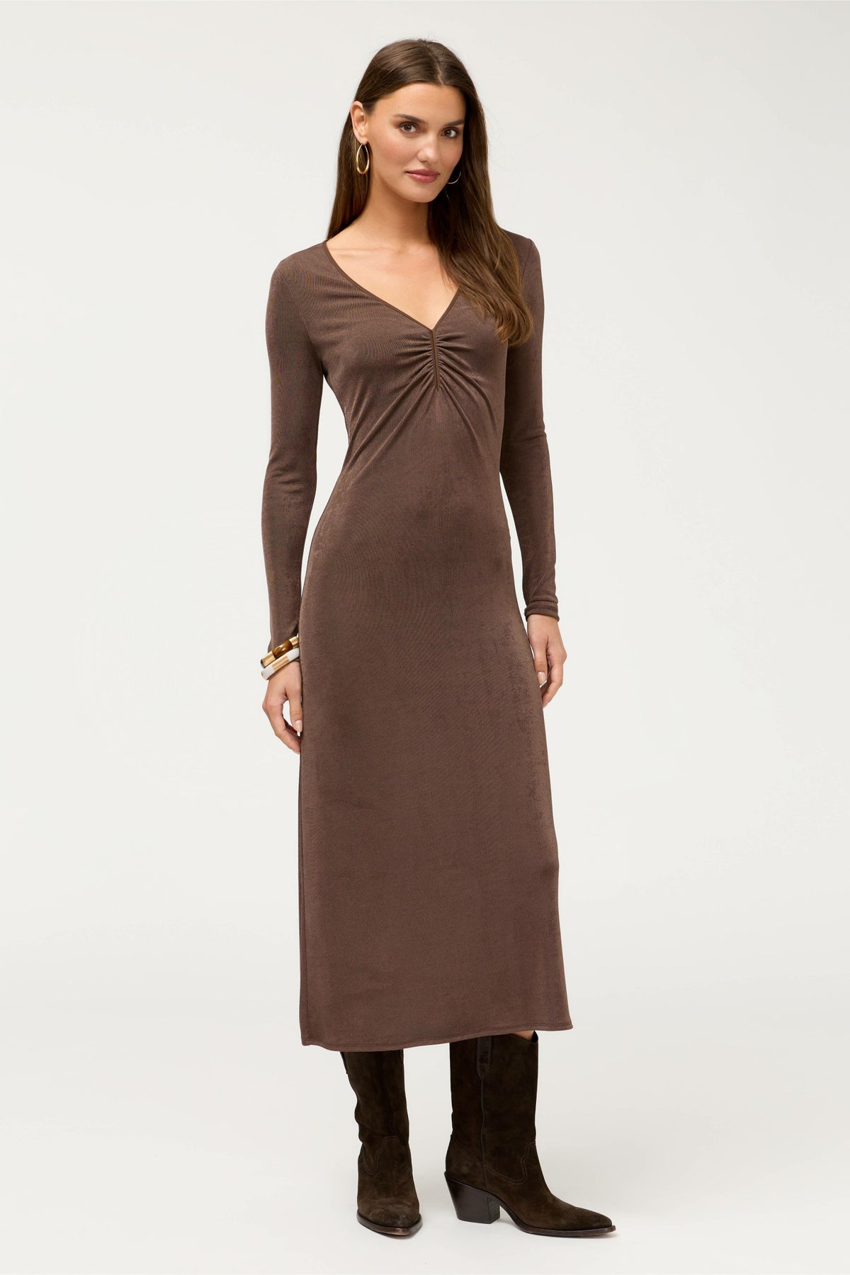 GLORYIA V-NECK MIDI DRESS