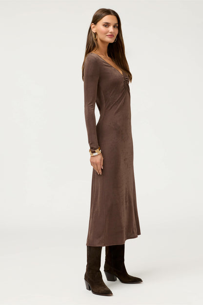GLORYIA V-NECK MIDI DRESS