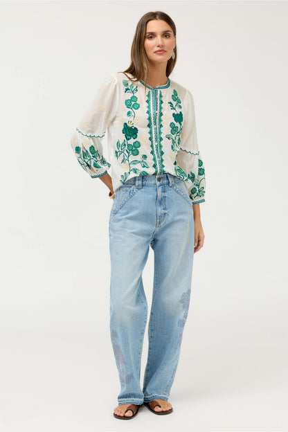 SCALLOP SLEEVE BLOUSE