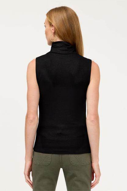 ESSENTIALS SOFT TOUCH METALLIC SLEEVELESS TURTLENECK