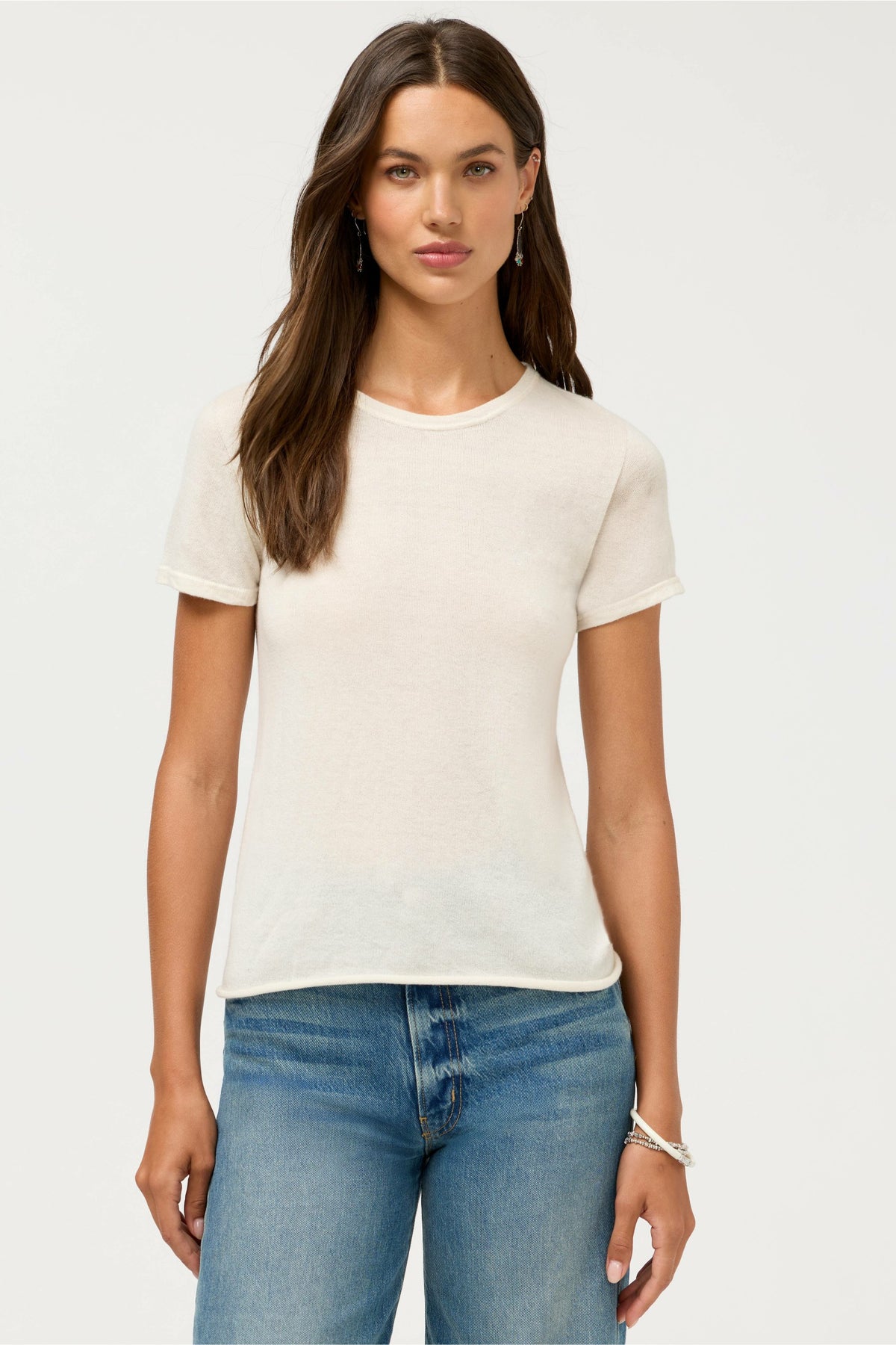 CASHMERE SHORT SLEEVE CREWNECK