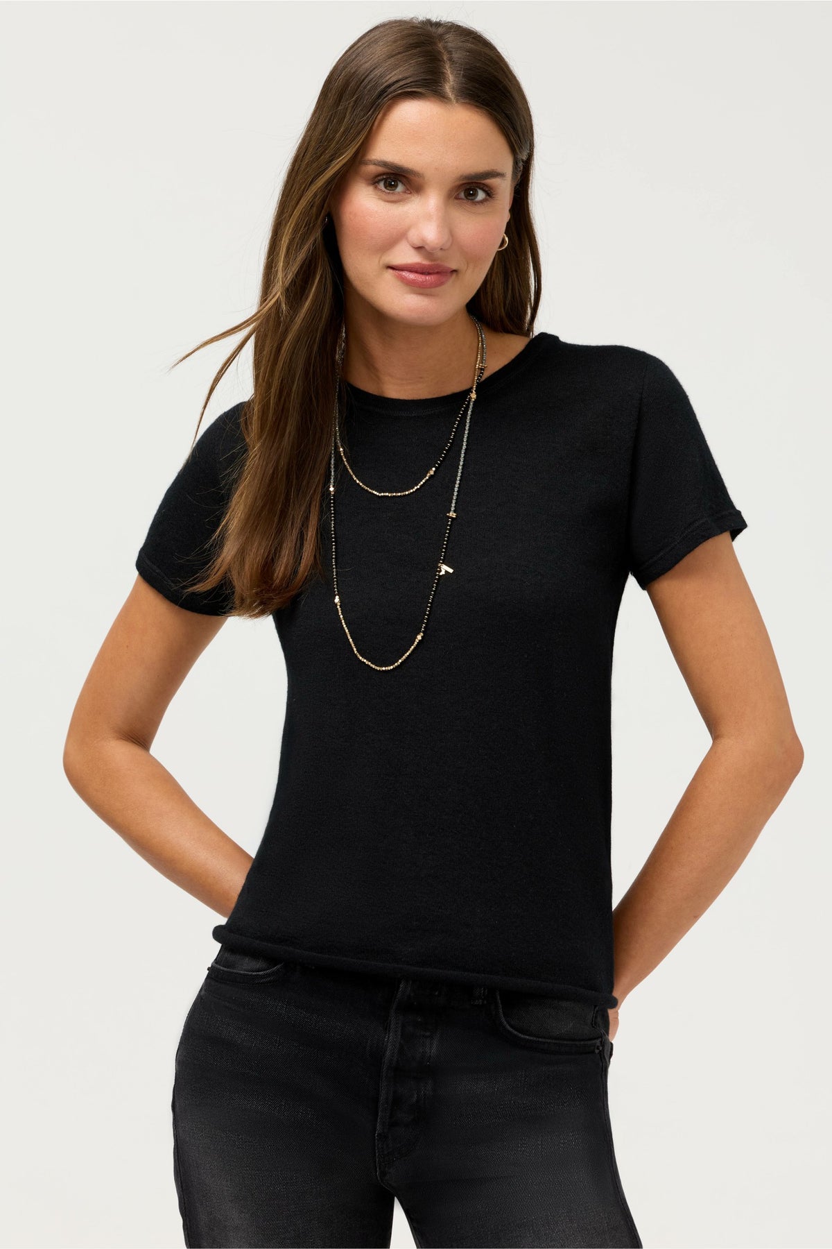 CASHMERE SHORT SLEEVE CREWNECK