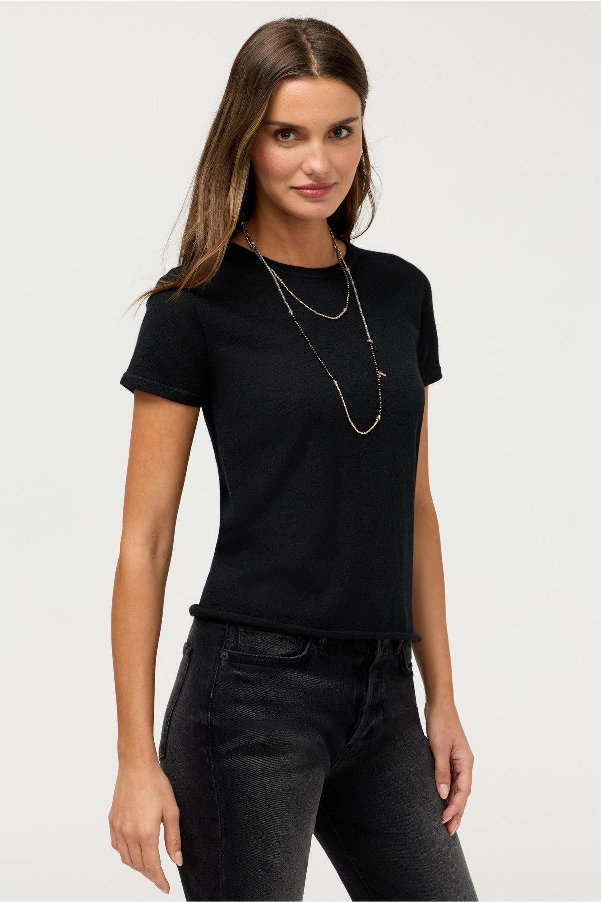 CASHMERE SHORT SLEEVE CREWNECK
