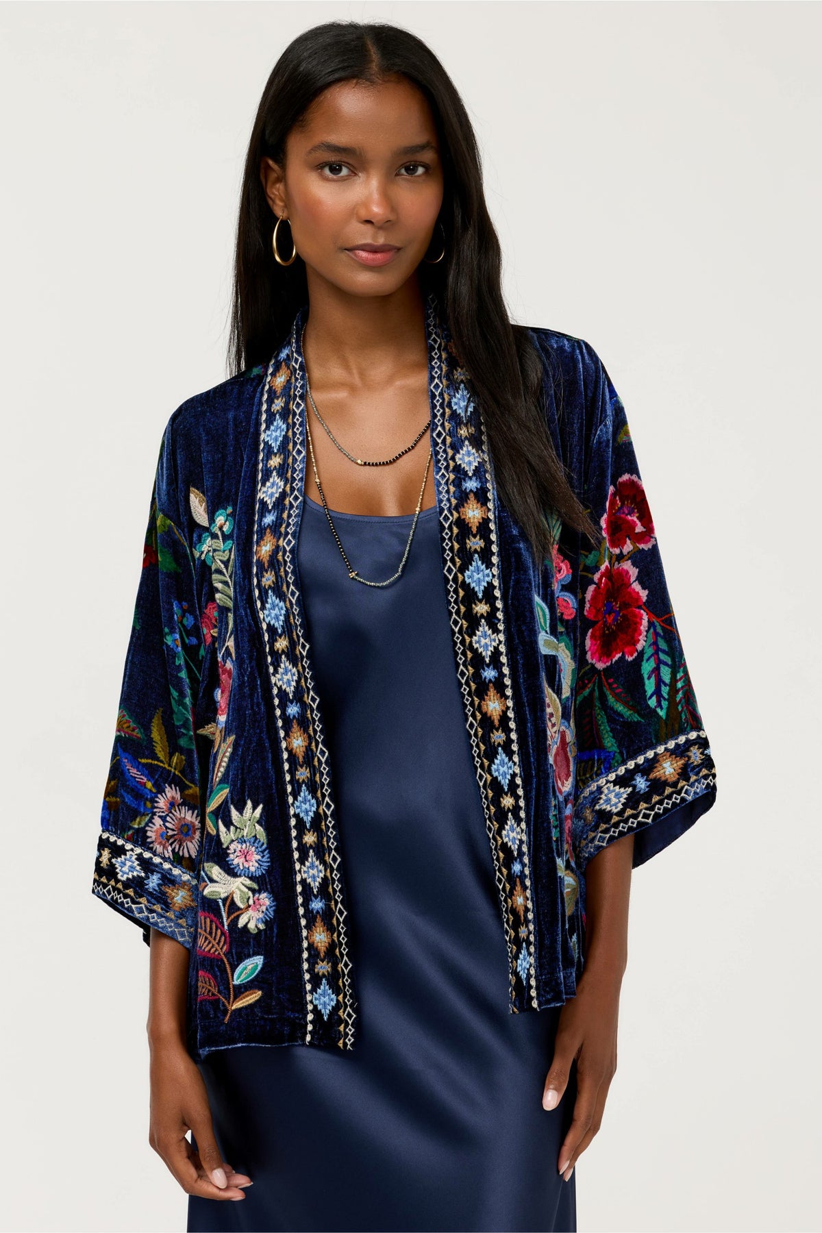 VELVET CROPPED KIMONO