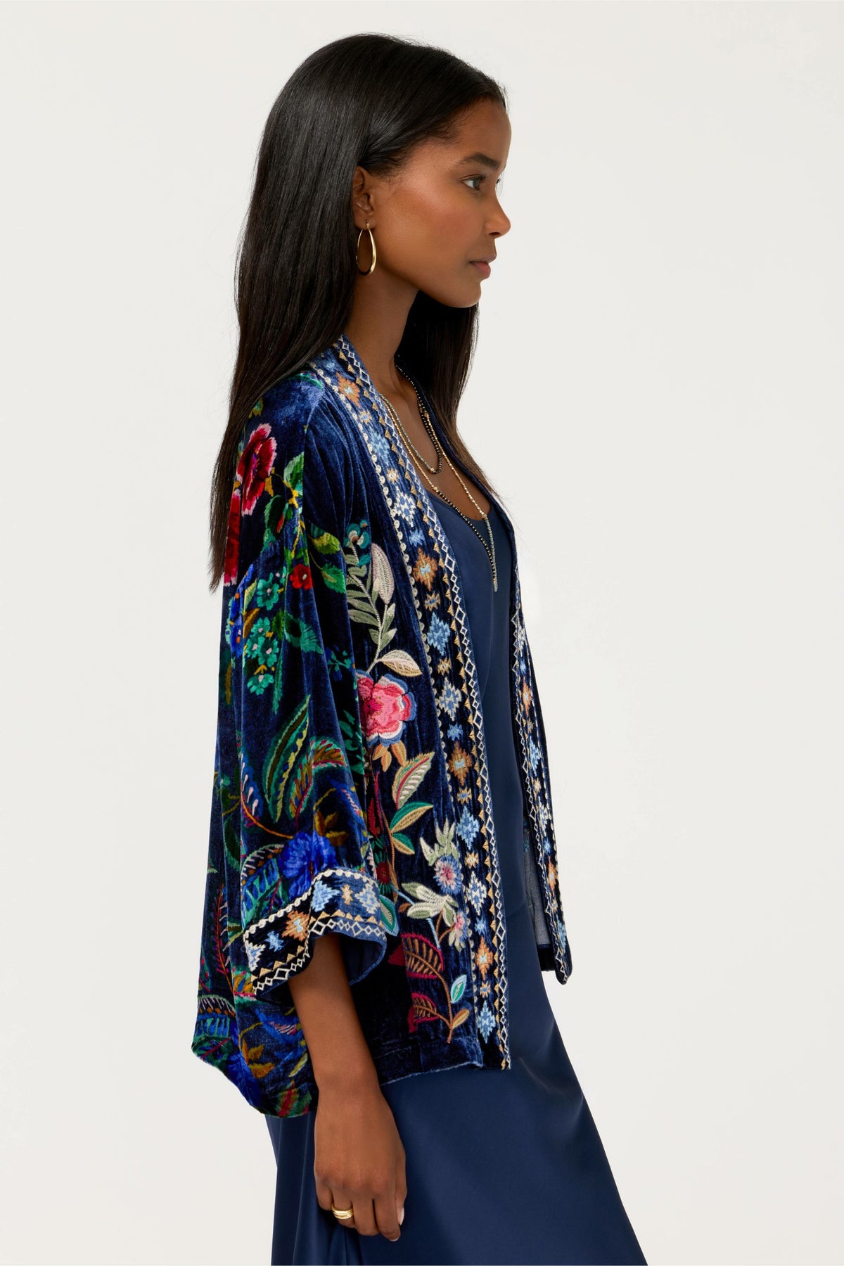 VELVET CROPPED KIMONO