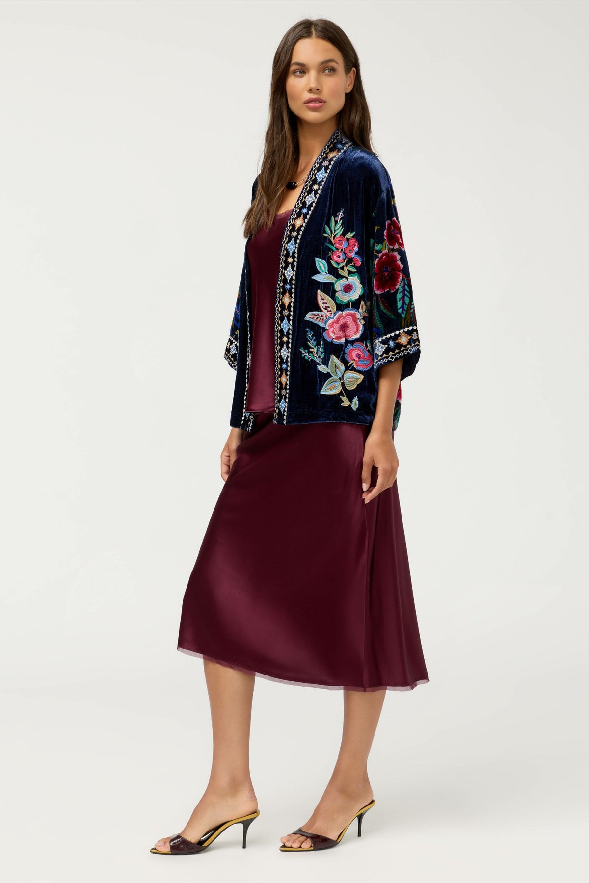 VELVET CROPPED KIMONO