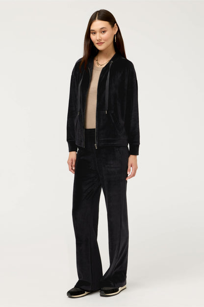 ESSENTIALS VELOUR LONG SLEEVE ZIP FRONT HOODIE