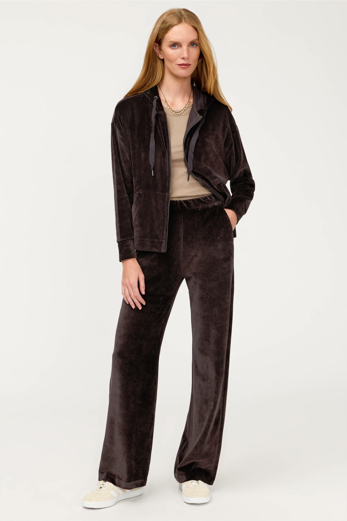 ESSENTIALS VELOUR WIDE LEG PANT