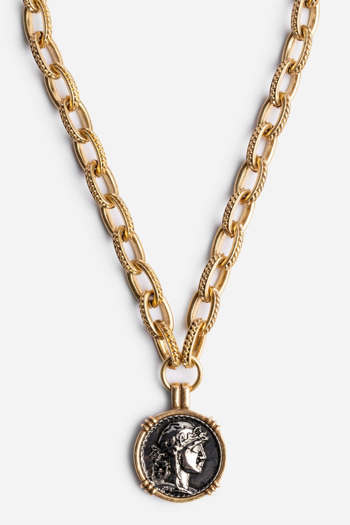 TWO-TONE COIN PENDANT CHAIN