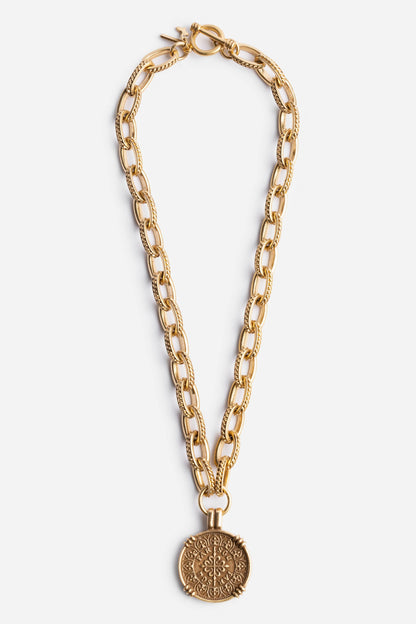 TWO-TONE COIN PENDANT CHAIN