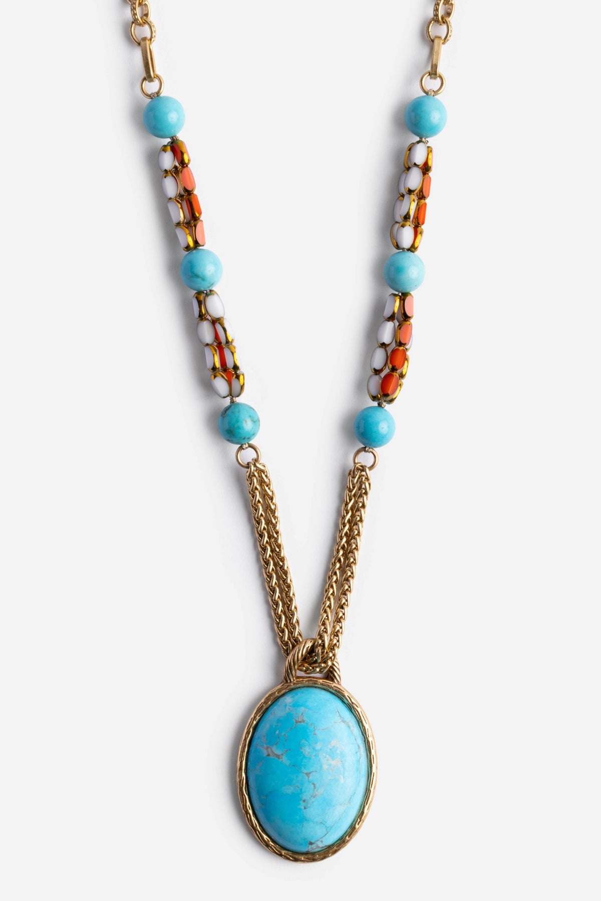 TURQUOISE MULTI BEAD NECKLACE