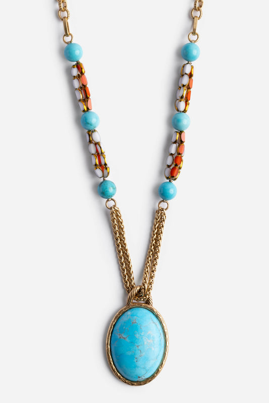 TURQUOISE MULTI BEAD NECKLACE