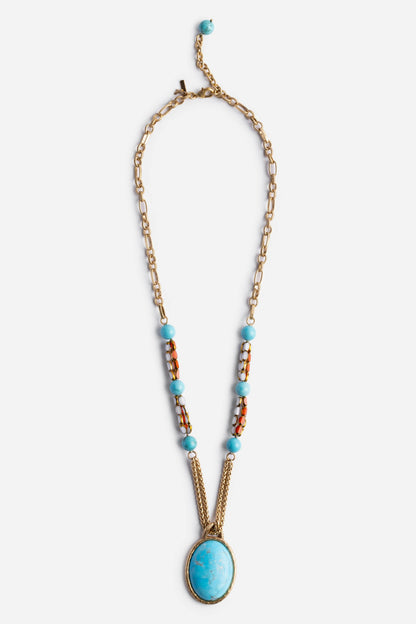 TURQUOISE MULTI BEAD NECKLACE