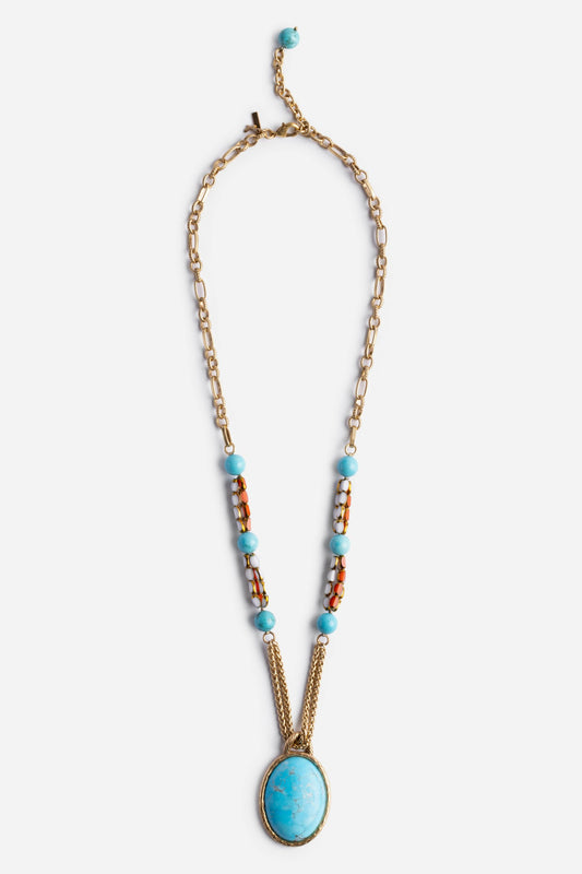 TURQUOISE MULTI BEAD NECKLACE