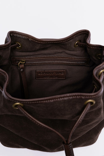 ITALIAN SUEDE CINCH CROSSBODY BUCKETBAG