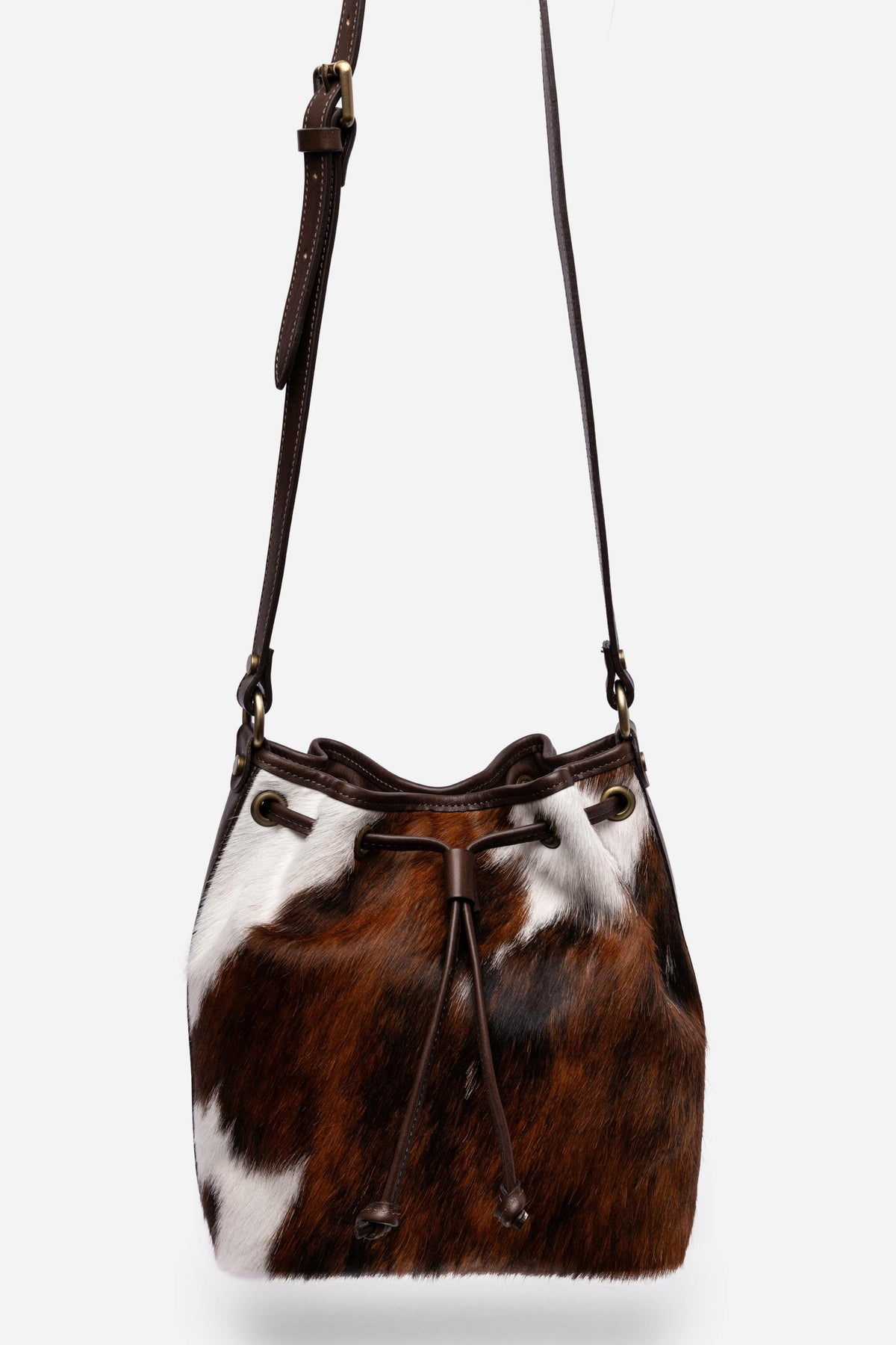 ITALIAN CALF HAIR CINCH CROSSBODY BUCKET