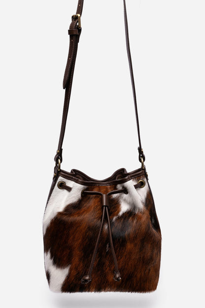 ITALIAN CALF HAIR CINCH CROSSBODY BUCKET