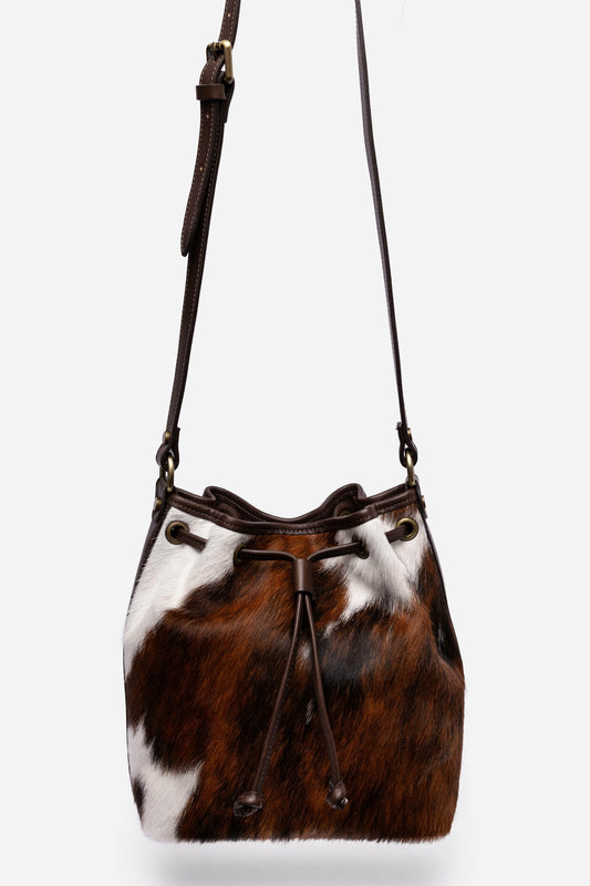 ITALIAN CALF HAIR CINCH CROSSBODY BUCKET