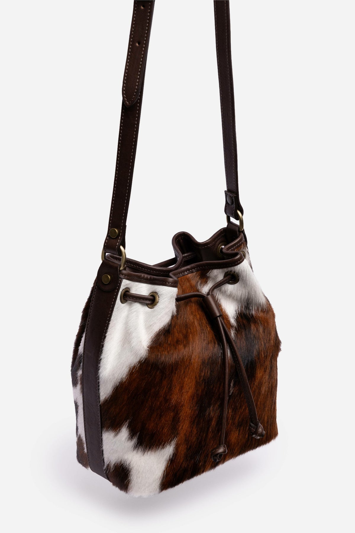 ITALIAN CALF HAIR CINCH CROSSBODY BUCKET