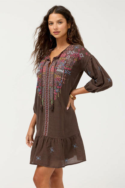 BISHOP SLEEVE FLOUNCE DRESS