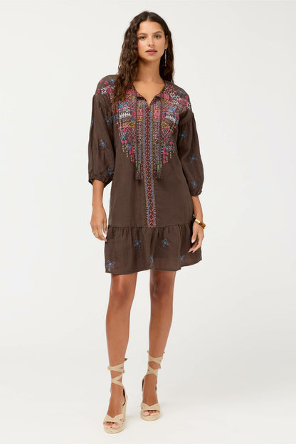 BISHOP SLEEVE FLOUNCE DRESS