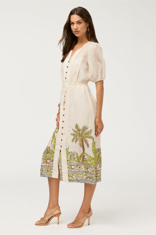 BUTTON FRONT DRAWSTRING DRESS