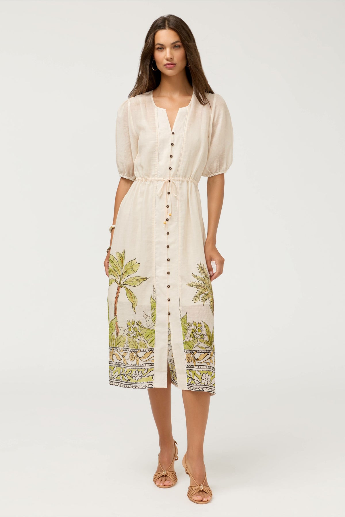 BUTTON FRONT DRAWSTRING DRESS