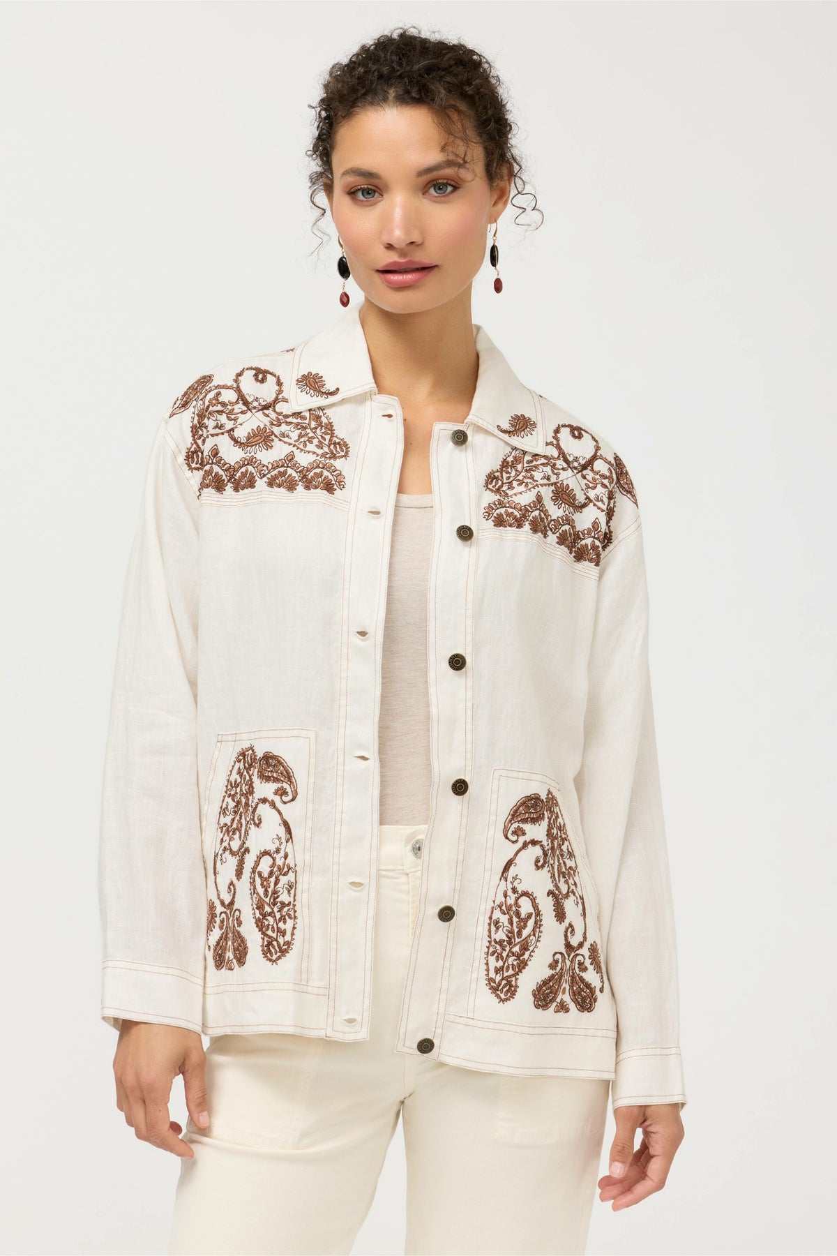LINEN TRAPUNTO CHORE JACKET