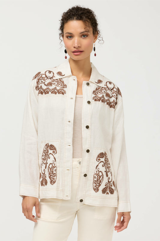 LINEN TRAPUNTO CHORE JACKET