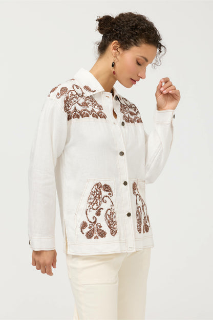 LINEN TRAPUNTO CHORE JACKET