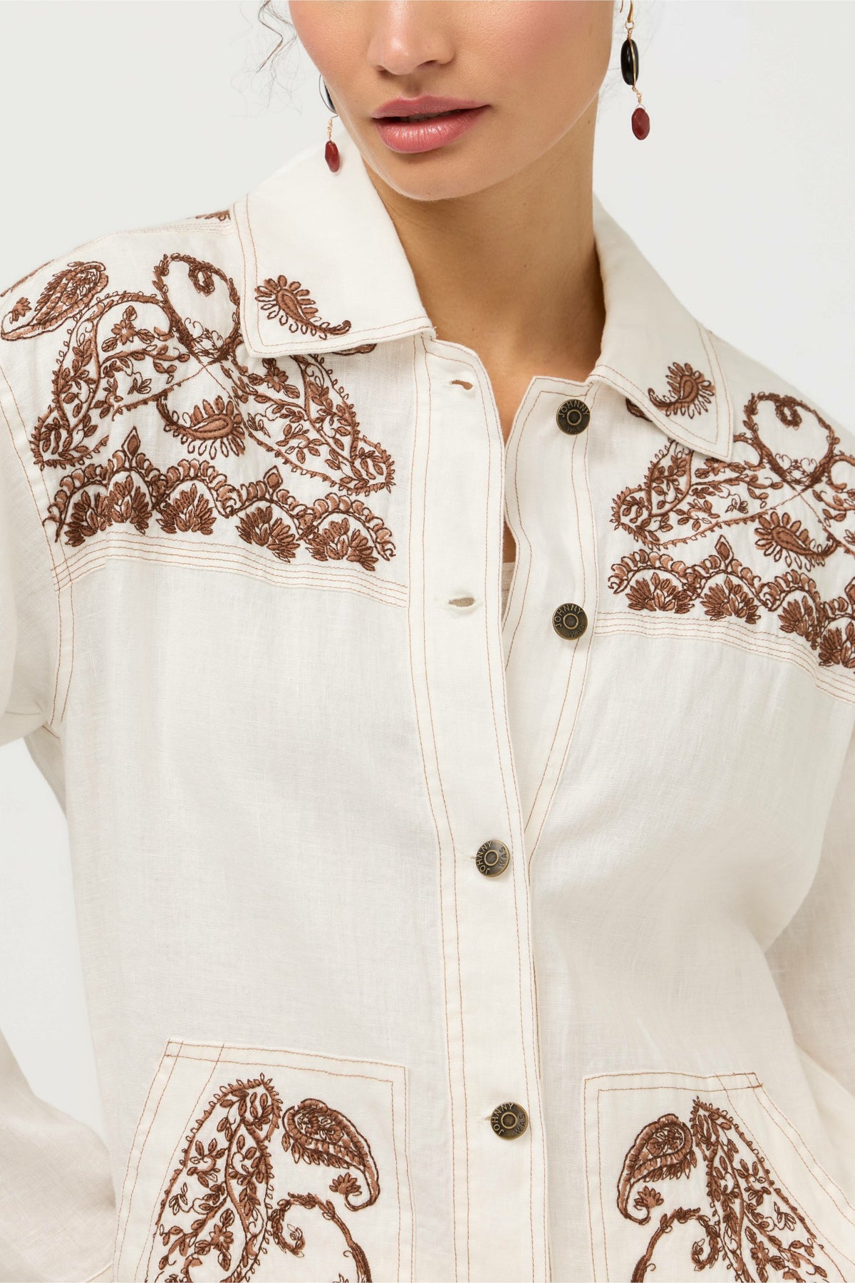 LINEN TRAPUNTO CHORE JACKET