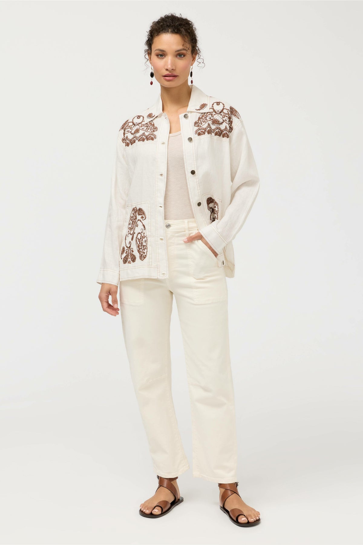 LINEN TRAPUNTO CHORE JACKET
