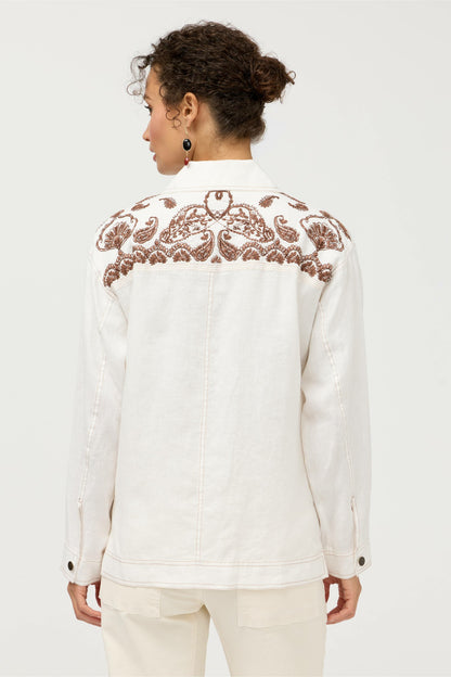 LINEN TRAPUNTO CHORE JACKET