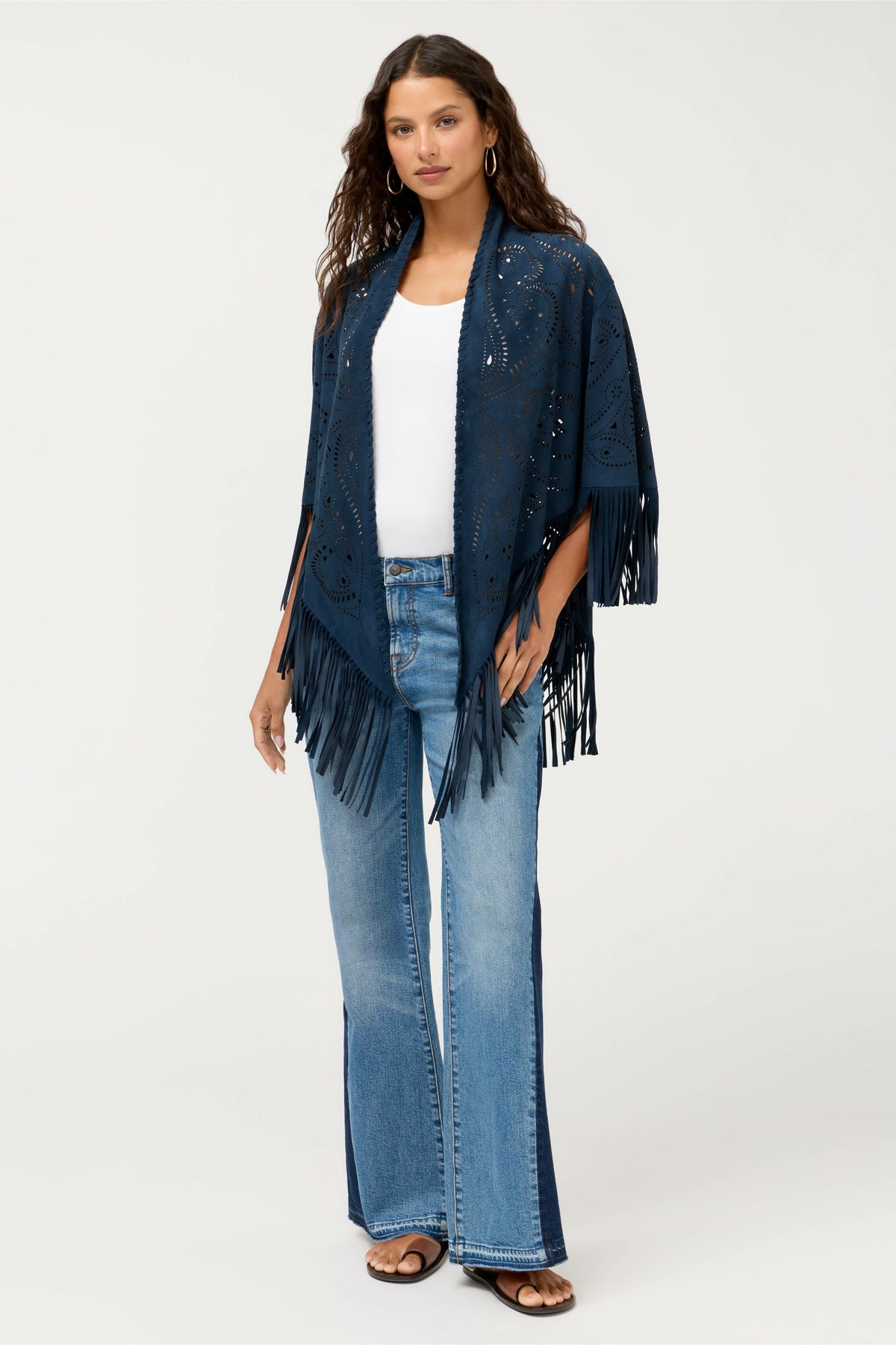LASER CUT ITALIAN SUEDE PONCHO