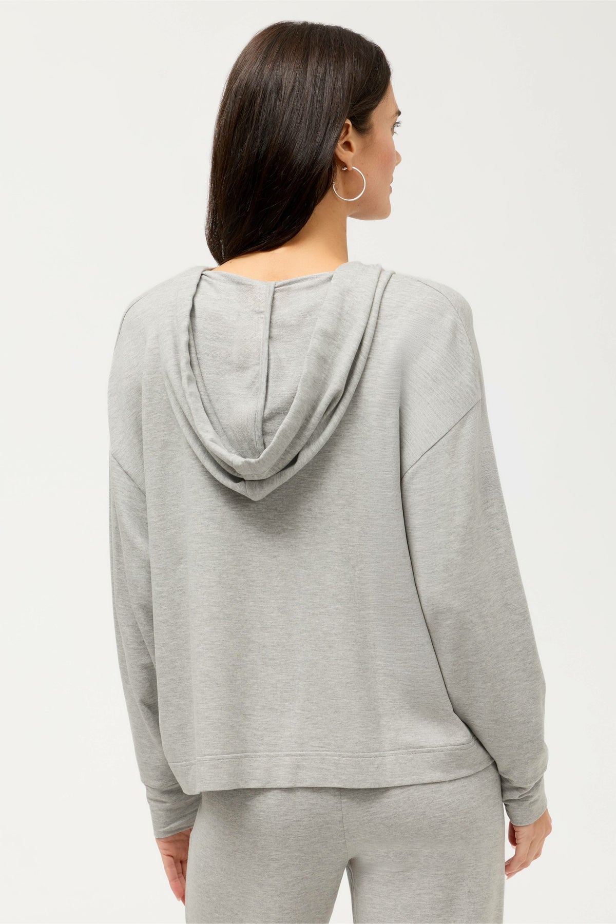 ESSENTIALS SEMI RELAXED LONG SLEEVE ZIP FRONT HOODIE