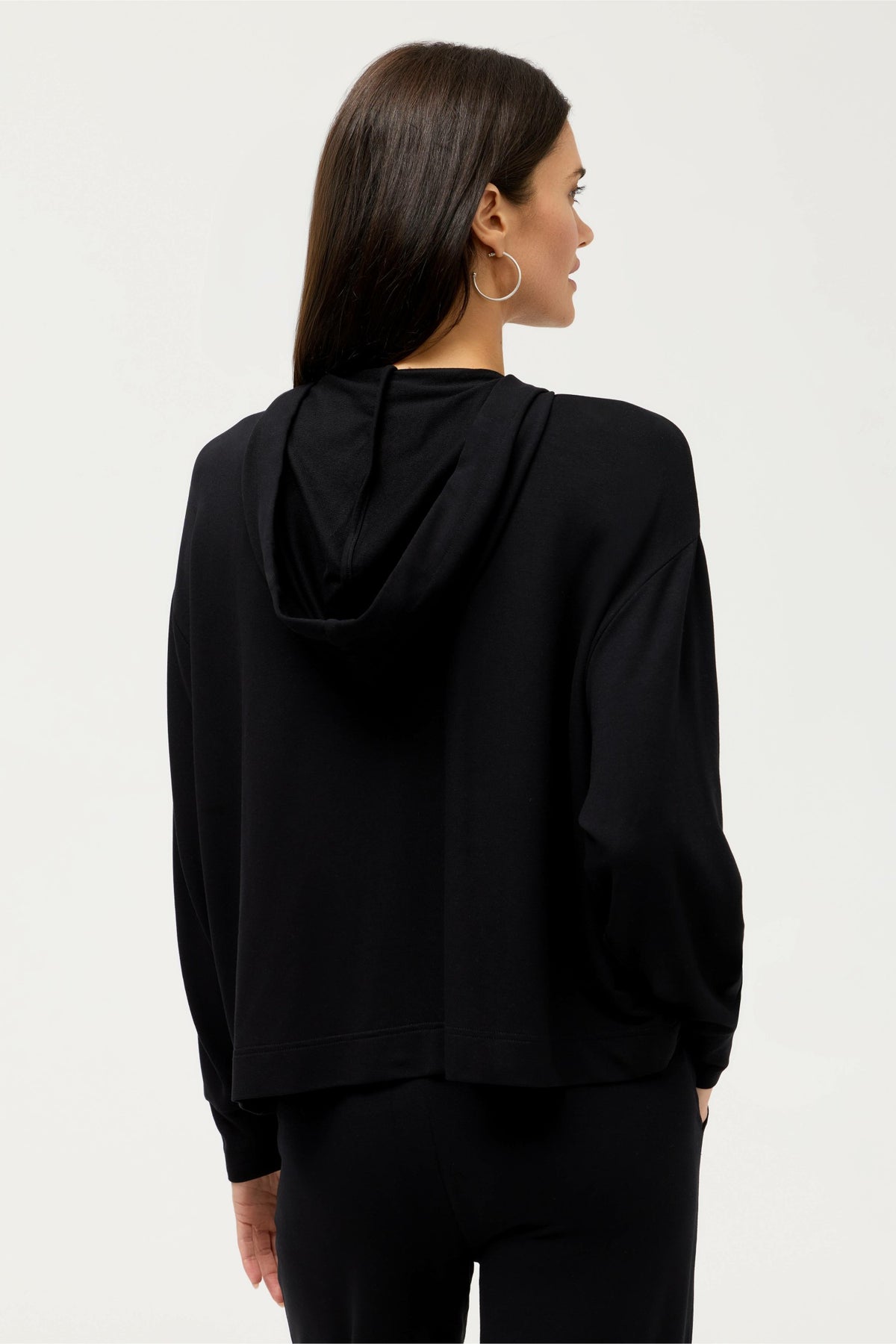 ESSENTIALS SEMI RELAXED LONG SLEEVE ZIP FRONT HOODIE