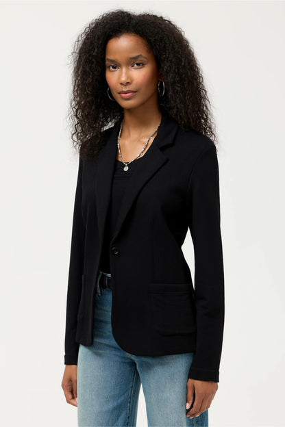 ESSENTIALS FRENCH TERRY ONE BUTTON BLAZER