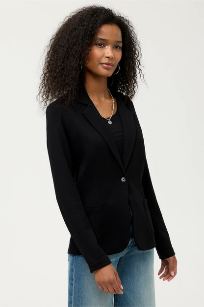 ESSENTIALS FRENCH TERRY ONE BUTTON BLAZER