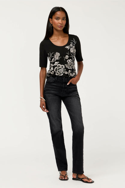 THE JANIE FAVORITE SCOOP NECK FITTED TEE